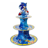 Sonic Suporte Doces Bolo Baleiro Três Andares Cupcake Festa 