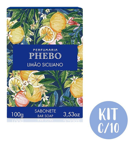 Kit 10 Sabonete Em Barra Phebo Limão Siciliano Bar Soap 100g