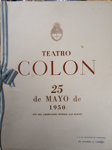 Programa Del Teatro Colon 25 De Mayo De 1950-peron