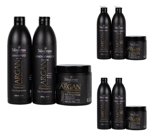 3 Kits Pós Progressiva Óleo De Argan Marroquino Naturiun Maycrene