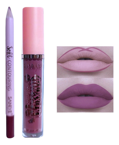 Labial Lip Color Saniye Efecto Mate Kit De Delineador Y Lip