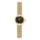 Relogio Technos Feminino Mini Pequeno Dourado Misto Social Cor Do Fundo Preto