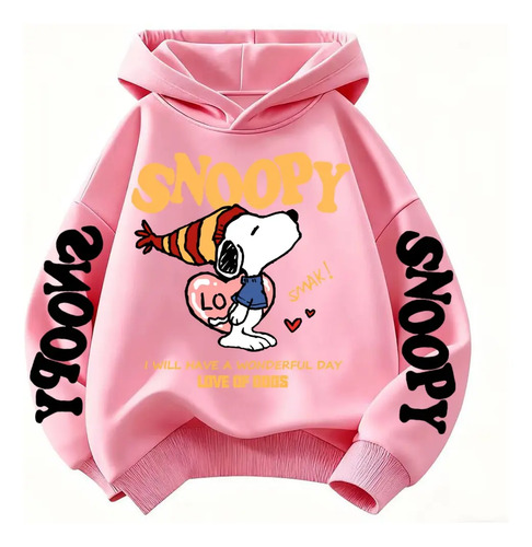 Bonita Sudadera Con Capucha Con Estampado De Snoopy Para Niñ