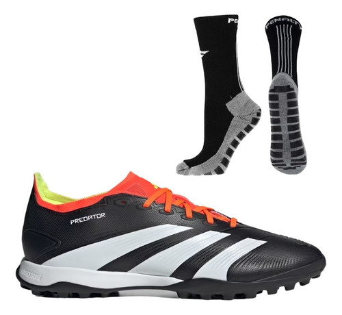 Chuteira Society adidas Predator + Meia Antiderrapante Preta