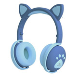 Audifonos Ele-gate Inalambricos Gato Bluetooth Mic Control Color Azul Luz Multicolor