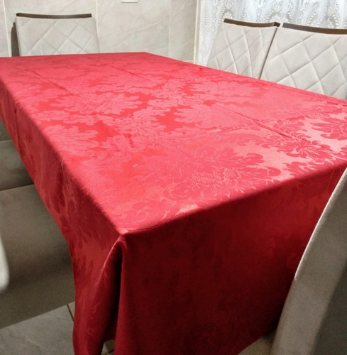 Toalha  Mesa Retangular Jacquard 8 Lugares Vermelho