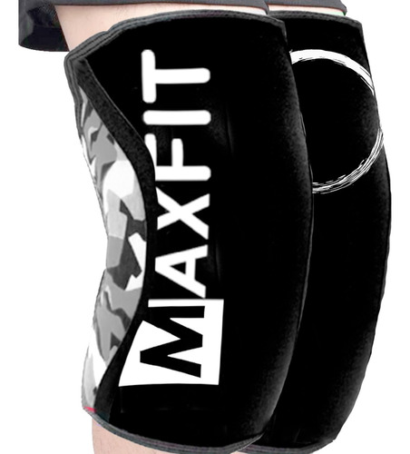 Rodilleras Elasticas De Neopreno Crossfit -gym Maxfit Gm425 Color Negro - Gris Talla Grande