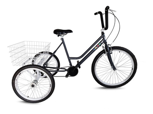 Bicicleta Triciclo Adulto - Chumbo/branco - Aro 26- M. Super