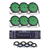 6 Canhao Rgb 54 Leds 3w Triled + Mesa Dmx + 6 Cabos 10m