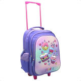 Mochila 16 Pulgadas Carrito Primaria Nena Reforzada Violeta