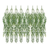 Kit 8 Pendente Artificial Bambu Planta Decorativa Muro Verde