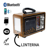 Radio Portatil Am Fm Vintage Retro Bluetooth Aux Linterna