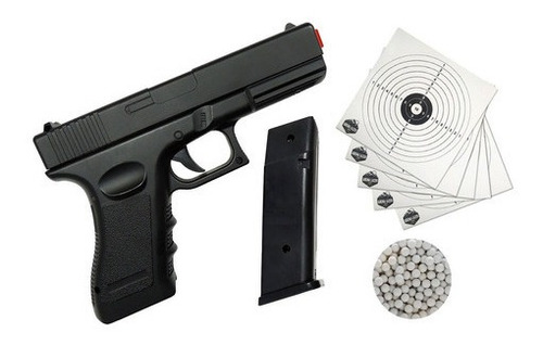 Pistola De Airsoft Full Metal Glock Spring 6mm + Bbs + Alvos