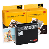 Kodak Mini 3 Retro Impresora Portátil + 68 Hojas Color Negro