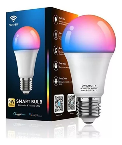 Bombillo Smart Led Wifi 9w Google Y Alexa 