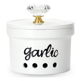 Garlic Keeper Con Tapa De Cristal, Recipiente De Cerámica De