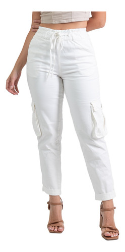 Calça Feminina Sawary Jeans Mom Off-white Com Lycra 275860