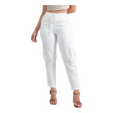 Calça Feminina Sawary Jeans Mom Off-white Com Lycra 275860
