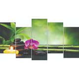 Quadros Decorativos Orquidea Bambu Lindo Mosaico 5 Peças