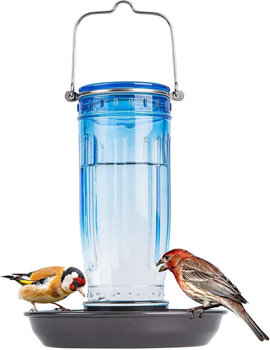 Bebedero Para Pajaros De Vidrio 470ml  - Azul