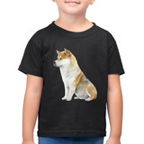Camiseta Algodão Infantil Cachorro Shiba Inu Camisa