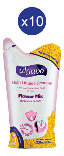 Pack Jabon Liquido Algabo Repuesto Flower Mix 300 Ml