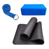 Set Yoga Fitness Pilates Mat Nbr + Block + Cinturon 107