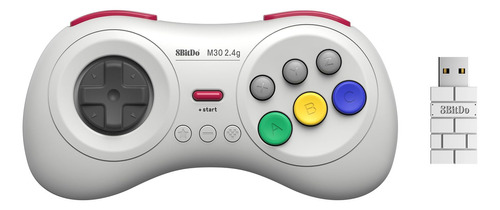 Gamepad 8bitdo M30 2.4g Sem Fio Para Sega Genesis Mini White