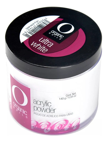Polvo Acrílico Acrylic Powder Ultra White 140g Organic Nails