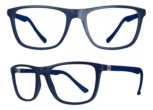 Óculos Armação Grau Hb 0366 Azul Fosco Tam 55,5mm Original