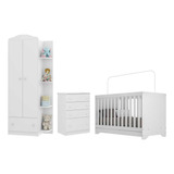 Quarto Infantil C/ Berço 3x1 Colchão Multimóveis Fg3034 Bco