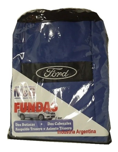 Funda Jgo Completo Butaca Enteriza Ford F-100 Ecocuero Azul 