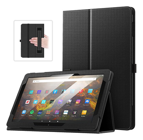 Funda Libro Con Soporte Y Asa Para Tableta Amazon Fire Hd10