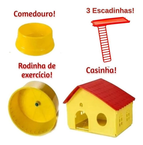 Gaiola De Hamster Com Casa Grande Completa 3 Andares Tubo Cor Lilás