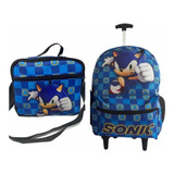 Mochila Sonic Escolar Juvenil E Lancheira