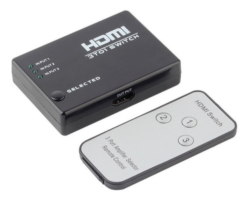 Switch Prolongador Activo Hdmi De 3 Entradas A 1 Salida Hdmi Ideal Para Tv Con 1 Sola Entrada Hdmi C/remoto