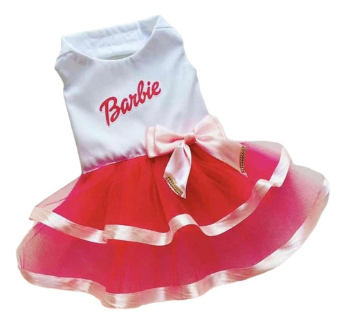 Roupa Vestido Para Cachorro Pet Barbie Rosa