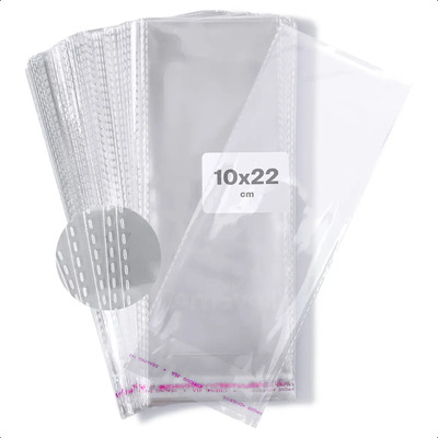 100 Bolsas Celofán 10x22cm Ciento Transparent Solo Pegamento | MercadoLibre