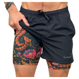 Short Deportivo Ecologico 2 En 1 Paisley Hombre Konko