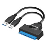 Cable Sata Usb 3.0 Adaptador Discos 2.5 Doble Fuente Energia Negro