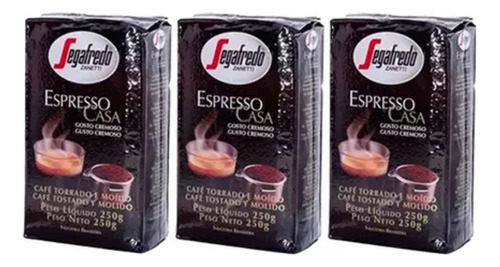 Café Tostado Italiano Molido Segafredo Espresso Casa 250g X3