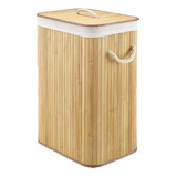 Cesto Bambu Organizador Bege Lavandeira Multi Funcional Alça