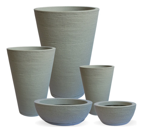 Kit  Vasos Luxo Decor Planta Casa Jardim Com Bacias+pratos