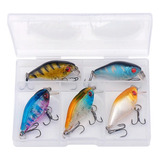 5 Señuelos De Pesca Mini Curricanes 4.5 Cm Crankbait 