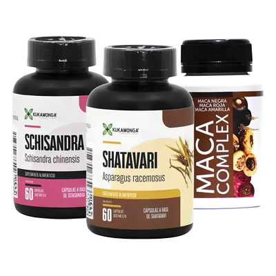 Kit Maca Complex + Shatavari + Schisandra | Acompañamiento Natural Para Tu Día a Día | Sin Sabor |60 Cápsulas | Mezcla De Origen Natural |Kukamonga | Meses sin interés
