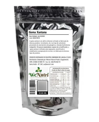 Goma Xantana 100% Pura 500g Wenutri