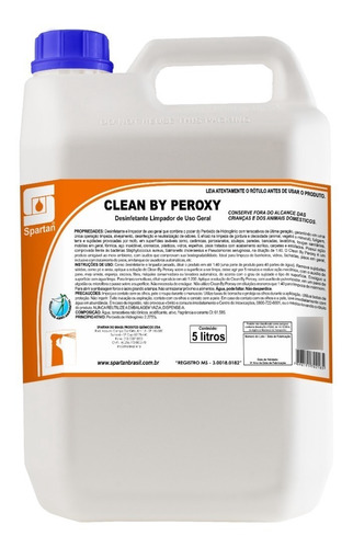 Desinfetante Bactericida Clean By Peroxy 5 Litros Spartan