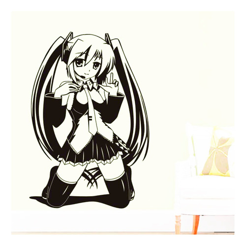 Vinilo Adhesivo Decorativo Pared Manga Miku Hatsune 58x85cms