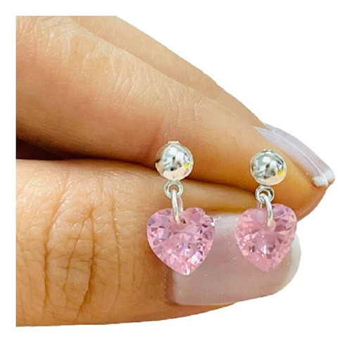 Aros Colgantes Con Cubic Corazon Plata925 Ideal Mujer Ar 065