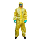 Macacão De Segurança Capuz Amarelo Proteção Química - 10 Uni